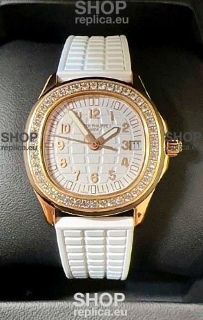 Patek Philippe Superclone Aquanaut 5072R Mossanites Paved Watch in Rose Gold Casing
