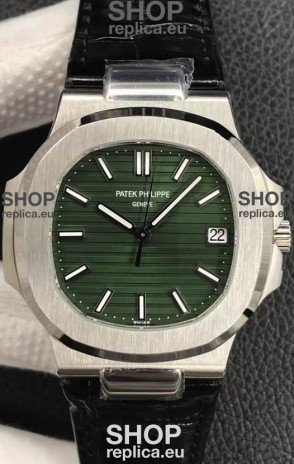 Patek Philippe Nautilus 5711/1A-014 1:1 Mirror Swiss Replica Watch in Green Dial 904L Steel 