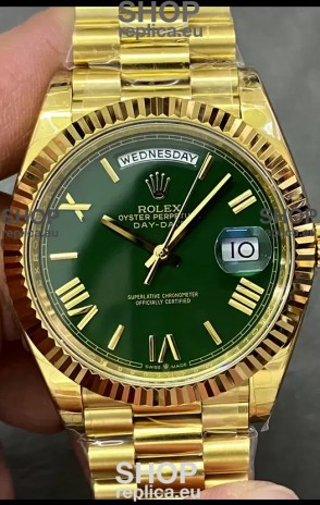 Rolex Day Date Presidential 18K Yellow Gold Watch 40MM - Green Dial 1:1 Mirror Quality