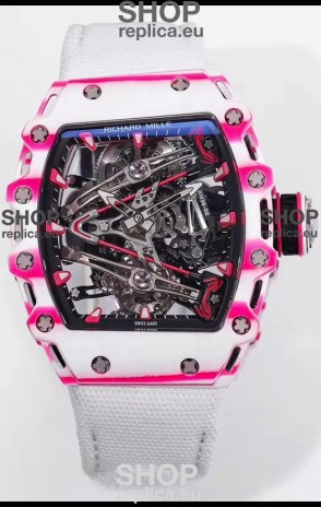Richard Mille RM38-02 White/Pink Carbon Bubba Watson White Nylon Tourbillon Movement 1:1 Mirror Replica
