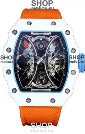 Richard Mille RM53-01 Pablo Mac Donough White TPT CASE White Orange Nylon Swiss Replica Watch