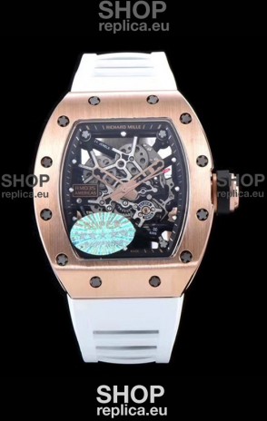 Richard Mille RM035 AMERICAS 18K Rose Gold Replica Watch in White Strap