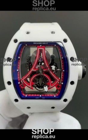 Richard Mille RM52-03 Paris Saint-Germain Tourbillon White Ceramic Swiss Replica Watch 