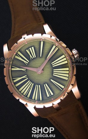Roger Dubuis Excalibur Steel Case Green Dial Swiss Replica Watch