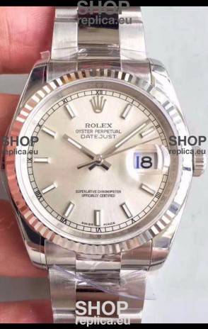 Rolex Datejust 36MM Cal.3135 Movement Swiss Replica Watch in 904L Steel / Steel Dial