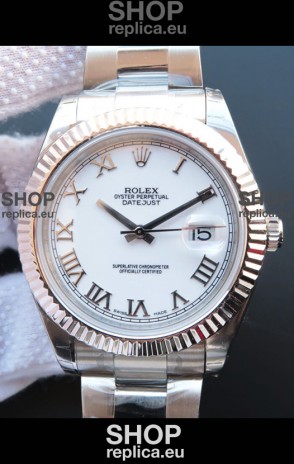 Rolex Datejust 41MM Cal.3135 Movement Swiss Replica Watch in 904L Steel Roman White Dial