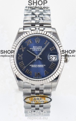 Rolex Super Clone Datejust ETA 2688 Movement 31MM Stainless Steel Blue Roman Dial Watch 