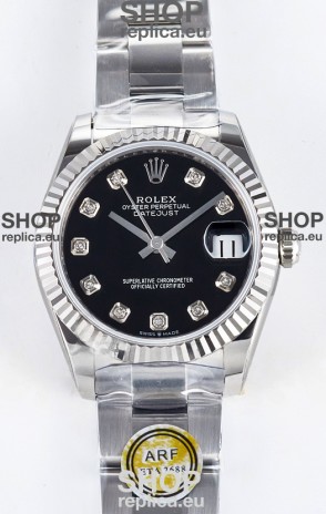 Rolex Super Clone Datejust ETA 2688 Movement 31MM Stainless Steel Black Dial Watch 