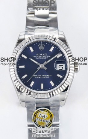 Rolex Super Clone Datejust ETA 2688 Movement 31MM Stainless Steel Blue Dial Watch 