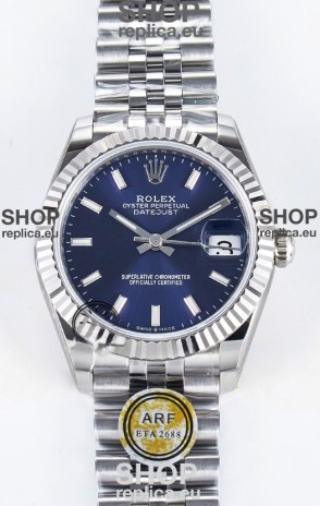 Rolex Super Clone Datejust ETA 2688 Movement 31MM Stainless Steel Blue Dial Watch 