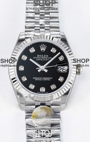 Rolex Super Clone Datejust ETA 2688 Movement 31MM Stainless Steel Black Dial Watch 