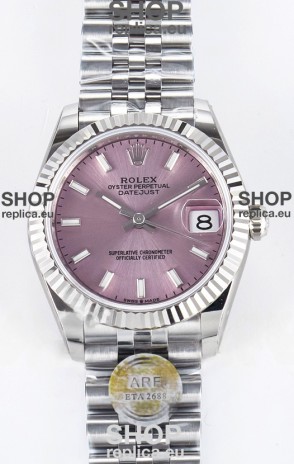 Rolex Super Clone Datejust ETA 2688 Movement 31MM Stainless Steel Pink Dial Watch 