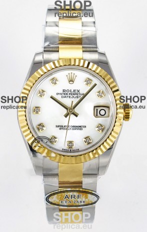 Rolex Super Clone Datejust ETA 2688 Movement 31MM Two Tone Yellow Gold Peal Dial