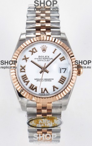 Rolex Super Clone Datejust ETA 2688 Movement 31MM Two Tone Rose Gold Swiss White Dial