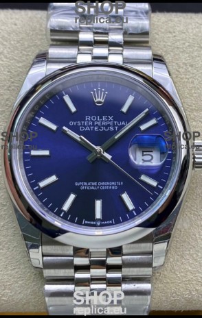 Rolex Datejust 126200-0006 36MM Swiss 1:1 Mirror Swiss Replica in 904L Steel in Blue Dial
