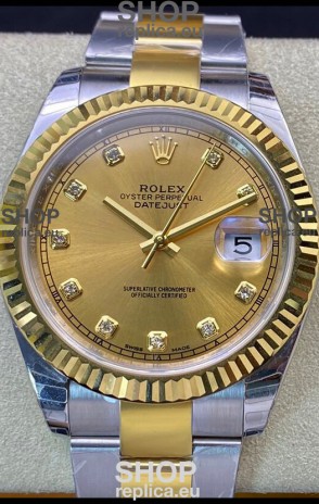 Rolex Datejust 126333 41MM Swiss 1:1 Mirror Replica Watch in 904L Steel - Gold Dial