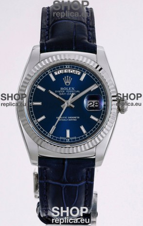 Rolex Day Date 904L Steel Casing Watch in Blue Dial 36MM - 1:1 Mirror Quality