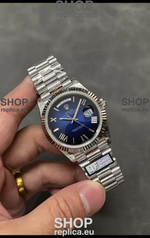Rolex Day Date Presidential Stainless Steel Navy Blue Dial Watch 40MM - 1:1 Mirror Quality