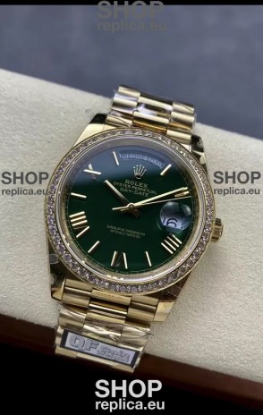 Rolex Day Date Presidential 18K Rose Gold Watch 40MM - Olive Green Dial 1:1 Mirror Quality