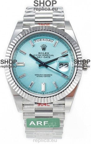 Rolex Day Date 904L Stainless Steel Tiffany Blue Diamonds Dial Watch 40MM - 1:1 Mirror Quality