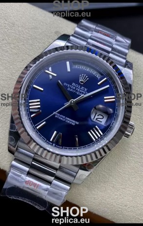 Rolex Day Date Presidential Stainless Steel Navy Blue Dial Watch 40MM - 1:1 Mirror Quality