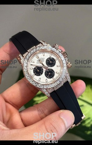 Rolex Daytona Super Clone White Gold Casing Meteorite Dial Cal.4131 Movement Watch Custom Sapphires Bezel