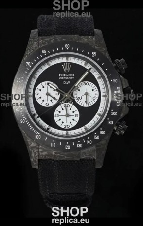 Rolex Daytona Super Clone DiW Paul Newman Carbon Edition Watch - Forged Carbon Casing Black Strap 1:1 Mirror Replica
