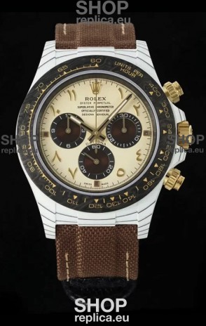 Rolex Daytona Super Clone DiW Desert Eagle Arabic Edition Watch - White Cabon Casing 1:1 Mirror Replica