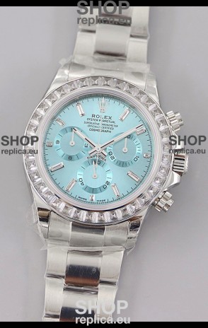 Rolex Cosmograph Daytona ICE Blue Dial Diamonds Bezel Cal.4130 Movement - 904L Steel Watch