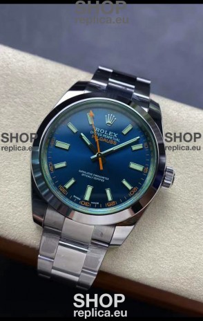 Rolex Milgauss 116400M Swiss Watch with BLUE Dial - Ultimate 904L Steel Watch