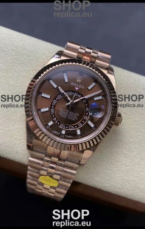 Rolex Sky-Dweller REF# 336935 Brown Dial Watch in Rose Gold 904L Steel Case 1:1 Mirror Replica