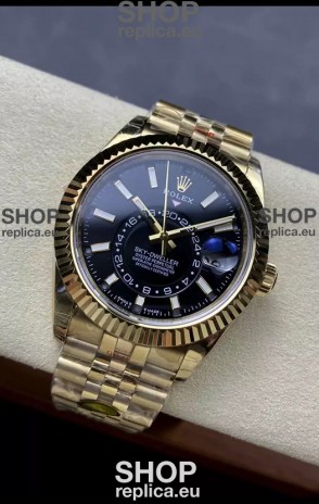 Rolex Sky-Dweller REF# 336935 Black Dial Watch in Yellow Gold 904L Steel Case 1:1 Mirror Replica