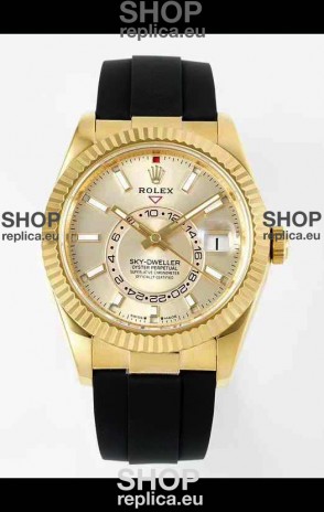 Rolex Sky-Dweller REF# 336935 Gold Dial Watch in Yellow Gold 904L Steel Case 1:1 Mirror Replica