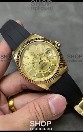 Rolex Sky-Dweller REF# M336235 Gold Dial Yellow Gold Watch in 904L Steel Case 1:1 Mirror Replica