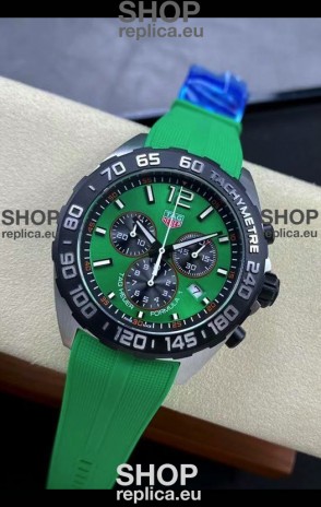 Tag Heuer F1 Edition Swiss Quartz Watch in Green Dial Stainless Steel Casing Rubber Strap