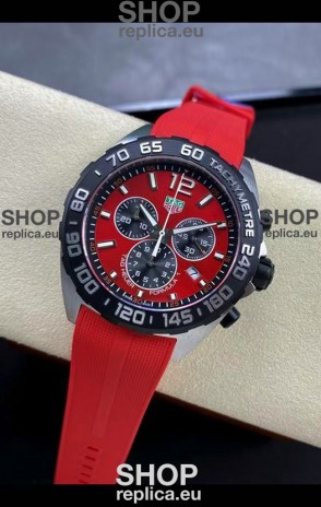 Tag Heuer F1 Edition Swiss Quartz Watch in Red Dial Stainless Steel Casing Rubber Strap
