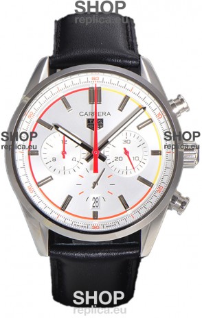 Tag Heuer Carrera Chronosprint X Swiss Quartz Replica Watch White dial Leather Strap 