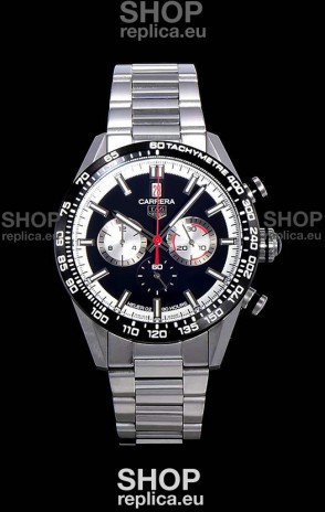 Tag Heuer Carrera Swiss Quartz Movement Replica Watch in Black Dial - Stainless Steel Strap