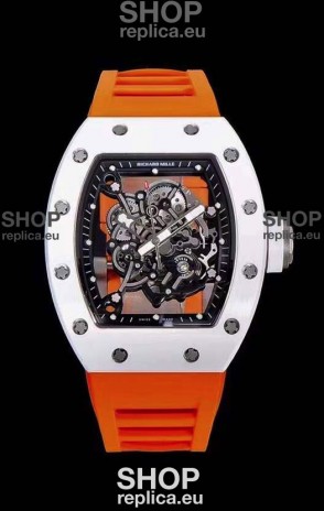Richard Mille RM055 Ceramic Casing 1:1 Mirror Replica Watch in Orange Strap 