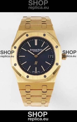 Audemars Piguet Royal Jumbo Oak Extra Thin Swiss Replica Yellow Gold - 1:1 Mirror Replica Watch Black Dial