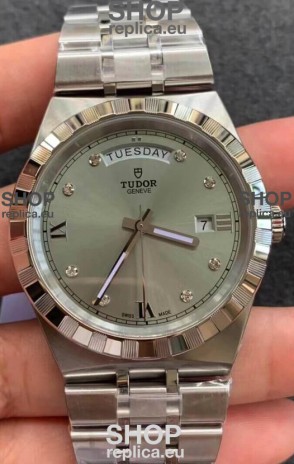 Tudor Royal Edition Watch - 1:1 Mirror Replica in Steel Casing - Grey Diamonds Dial
