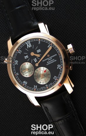Vacheron Constantin Malte Dual Time Regulator Pink Gold Swiss Replica Watch 