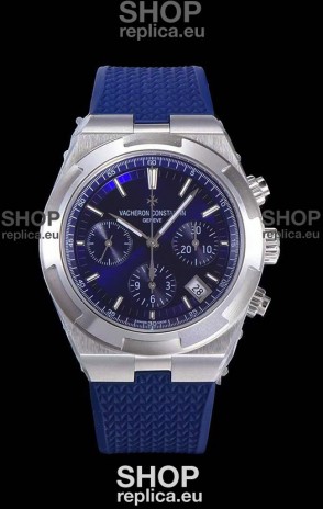 Vacheron Constantin Overseas Chronograph Blue Dial Swiss Replica Watch - Rubber Strap