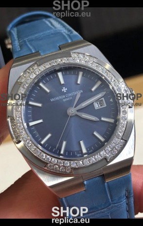 Vacheron Constantin Overseas Stainless Steel 33MM Swiss Quartz Replica Watch Blue Dial 
