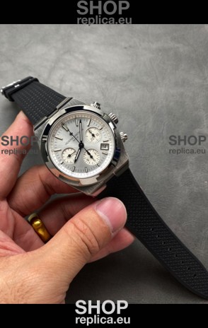 Vacheron Constantin Super Clone Overseas Chronograph Steel Dial Swiss Watch - Rubber Strap