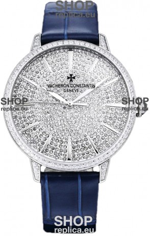Vacheron Constantin Patrimony Self-Winding Jewellery Diamonds Paved Dial in White Gold Plating
