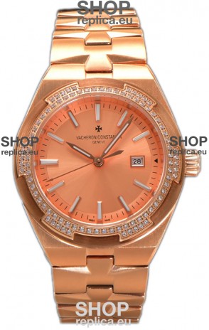 Vacheron Constantin Overseas Rose Gold Casing and Dial 35MM Swiss Replica Watch 