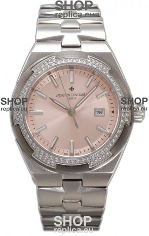 Vacheron Constantin Overseas Steel Casing Pink Dial 35MM Swiss Replica Watch 