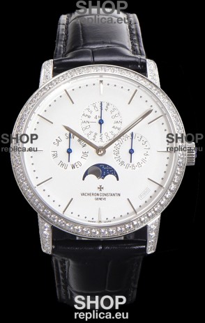 Vacheron Constantin Patrimony Perpetual Calendar Ultra-Thin White Gold White Dial Swiss Replica