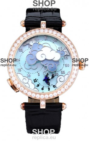 Van Cleef & Arpels Donde Des Papillons Rose Gold Casing Swiss Movement Replica Watch 